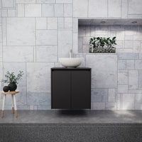 Inda - Mobile bagno L.60 con lavabo in appoggio / Nero opaco 2 ante - Zaffiro