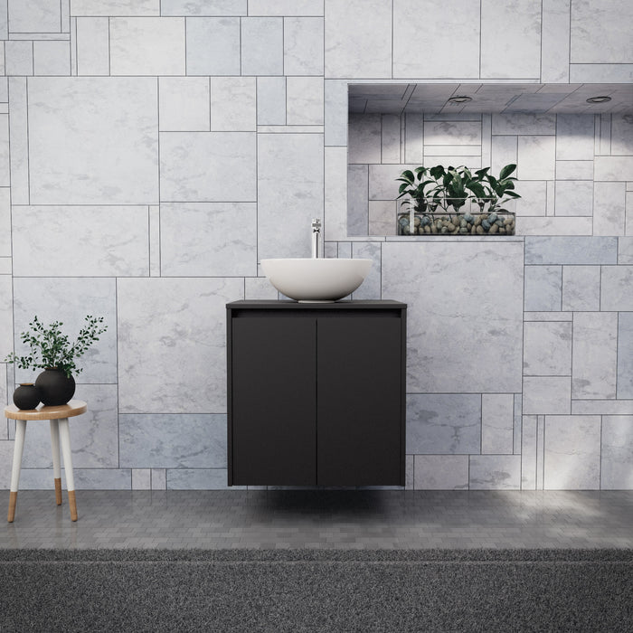 Inda - Mobile bagno L.60 con lavabo in appoggio / Nero opaco 2 ante - Zaffiro