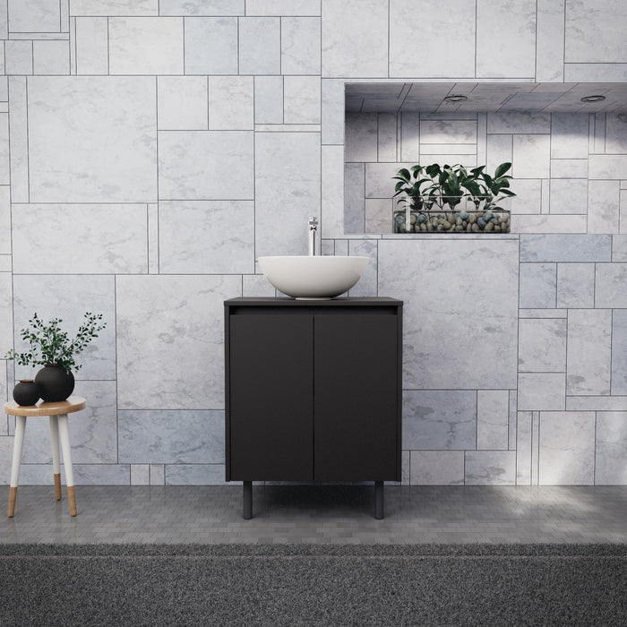 Inda - Mobile bagno L.60 con lavabo in appoggio / Nero opaco 2 ante - Zaffiro