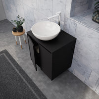 Inda - Mobile bagno L.60 con lavabo in appoggio / Nero opaco 2 ante - Zaffiro