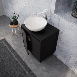 Inda - Mobile bagno L.60 con lavabo in appoggio / Nero opaco 2 ante - Zaffiro