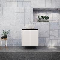 Inda - Mobile bagno L.60 con lavabo in appoggio / Bianco lucido 2 ante - Zaffiro