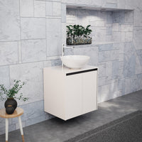 Inda - Mobile bagno L.60 con lavabo in appoggio / Bianco lucido 2 ante - Zaffiro
