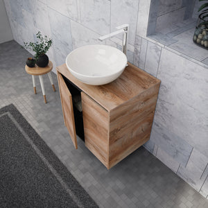 Inda - Mobile bagno L.60 con lavabo in appoggio / Rovere naturale 2 ante - Zaffiro