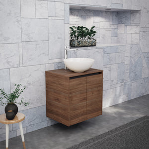 Inda - Mobile bagno L.60 con lavabo in appoggio / Rovere castano 2 ante - Zaffiro