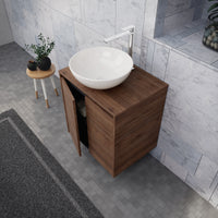 Inda - Mobile bagno L.60 con lavabo in appoggio / Rovere castano 2 ante - Zaffiro