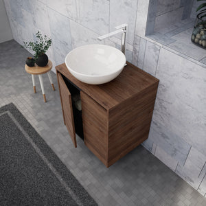 Inda - Mobile bagno L.60 con lavabo in appoggio / Rovere castano 2 ante - Zaffiro