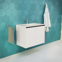 Inda - Mobile bagno L.80 con lavabo lucido / Bianco opaco 2 ante - Zaffiro