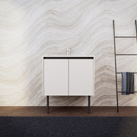 Inda - Mobile bagno L.80 con lavabo opaco / Bianco opaco 2 ante - Zaffiro