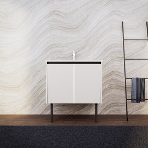 Inda - Mobile bagno L.80 con lavabo opaco / Bianco opaco 2 ante - Zaffiro