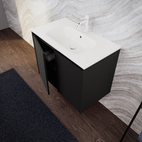 Inda - Mobile bagno L.80 con lavabo opaco / Nero opaco 2 ante - Zaffiro