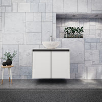 Inda - Mobile bagno L.80 con lavabo in appoggio / Bianco opaco 2 ante - Zaffiro