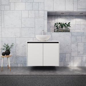 Inda - Mobile bagno L.80 con lavabo in appoggio / Bianco opaco 2 ante - Zaffiro