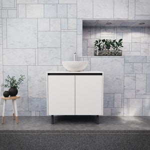 Inda - Mobile bagno L.80 con lavabo in appoggio / Bianco opaco 2 ante - Zaffiro