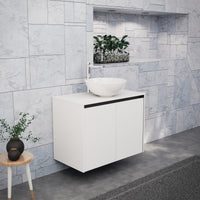 Inda - Mobile bagno L.80 con lavabo in appoggio / Bianco opaco 2 ante - Zaffiro
