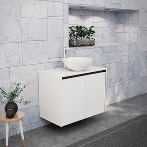 Inda - Mobile bagno L.80 con lavabo in appoggio / Bianco opaco 2 ante - Zaffiro