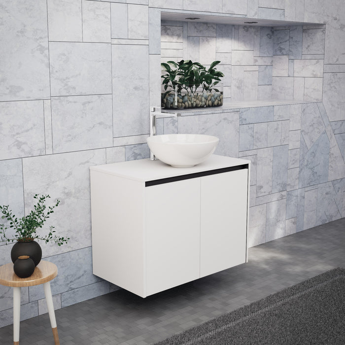 Inda - Mobile bagno L.80 con lavabo in appoggio / Bianco opaco 2 ante - Zaffiro