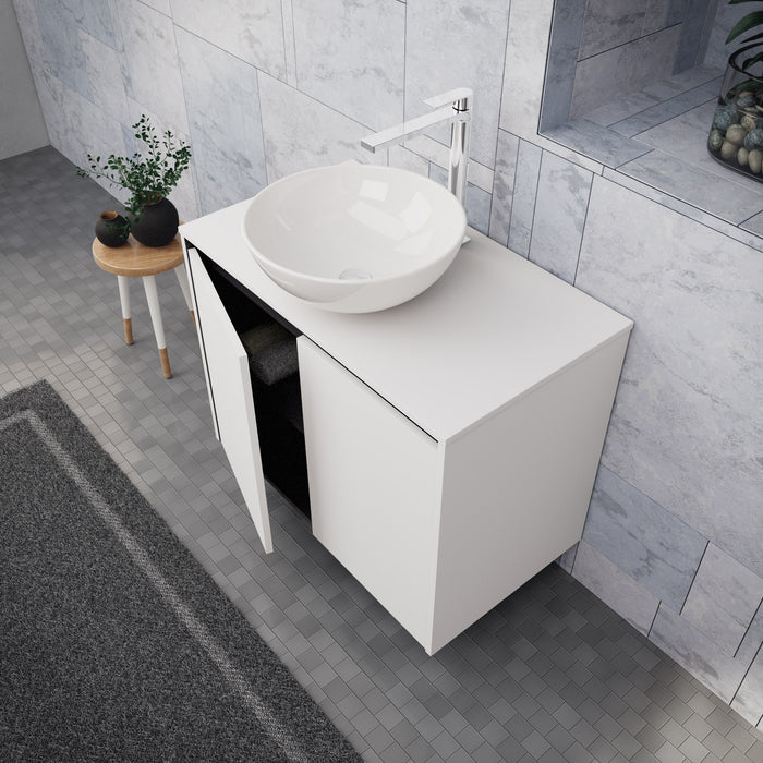 Inda - Mobile bagno L.80 con lavabo in appoggio / Bianco opaco 2 ante - Zaffiro
