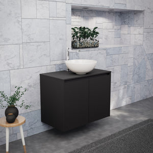 Inda - Mobile bagno L.80 con lavabo in appoggio / Nero opaco 2 ante - Zaffiro