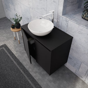 Inda - Mobile bagno L.80 con lavabo in appoggio / Nero opaco 2 ante - Zaffiro