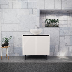 Inda - Mobile bagno L.80 con lavabo in appoggio / Bianco lucido 2 ante - Zaffiro