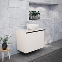 Inda - Mobile bagno L.80 con lavabo in appoggio / Bianco lucido 2 ante - Zaffiro