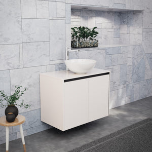 Inda - Mobile bagno L.80 con lavabo in appoggio / Bianco lucido 2 ante - Zaffiro