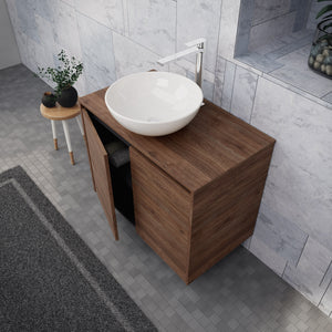 Inda - Mobile bagno L.80 con lavabo in appoggio / Rovere castano 2 ante - Zaffiro
