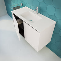 Inda - Mobile bagno L.100 con lavabo lucido / Bianco opaco 2 ante - Zaffiro