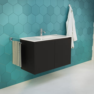 Inda - Mobile bagno L.100 con lavabo lucido / Nero opaco 2 ante - Zaffiro