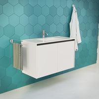 Inda - Mobile bagno L.100 con lavabo lucido / Bianco lucido 2 ante - Zaffiro