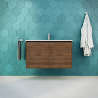 Inda - Mobile bagno L.100 con lavabo lucido / Rovere castano 2 ante - Zaffiro