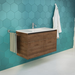 Inda - Mobile bagno L.100 con lavabo lucido / Rovere castano 2 ante - Zaffiro