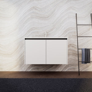 Inda - Mobile bagno L.100 con lavabo opaco / Bianco opaco 2 ante - Zaffiro