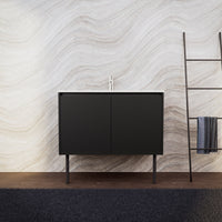 Inda - Mobile bagno L.100 con lavabo opaco / Nero opaco 2 ante - Zaffiro