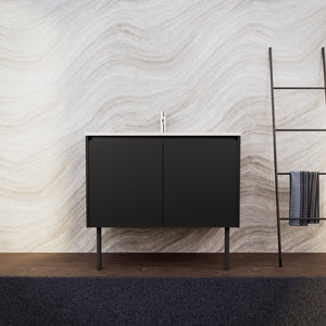 Inda - Mobile bagno L.100 con lavabo opaco / Nero opaco 2 ante - Zaffiro