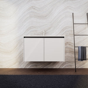 Inda - Mobile bagno L.100 con lavabo opaco / Bianco lucido 2 ante - Zaffiro