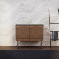 Inda - Mobile bagno L.100 con lavabo opaco / Rovere castano 2 ante - Zaffiro