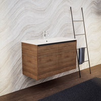 Inda - Mobile bagno L.100 con lavabo opaco / Rovere castano 2 ante - Zaffiro