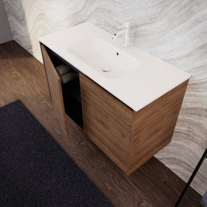 Inda - Mobile bagno L.100 con lavabo opaco / Rovere castano 2 ante - Zaffiro