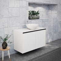 Inda - Mobile bagno L.100 con lavabo in appoggio / Bianco opaco 2 ante - Zaffiro