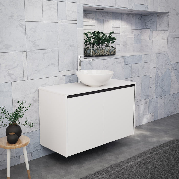 Inda - Mobile bagno L.100 con lavabo in appoggio / Bianco opaco 2 ante - Zaffiro