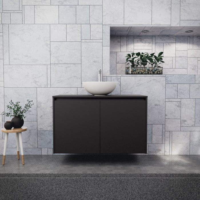 Inda - Mobile bagno L.100 con lavabo in appoggio / Nero opaco 2 ante - Zaffiro