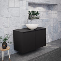 Inda - Mobile bagno L.100 con lavabo in appoggio / Nero opaco 2 ante - Zaffiro