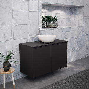 Inda - Mobile bagno L.100 con lavabo in appoggio / Nero opaco 2 ante - Zaffiro