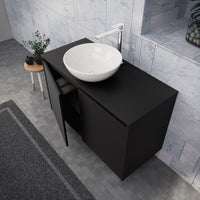 Inda - Mobile bagno L.100 con lavabo in appoggio / Nero opaco 2 ante - Zaffiro