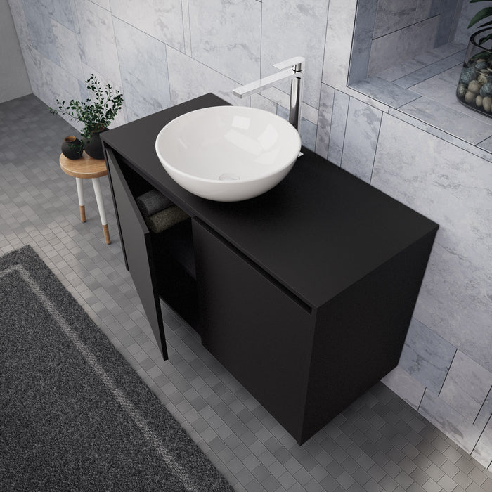 Inda - Mobile bagno L.100 con lavabo in appoggio / Nero opaco 2 ante - Zaffiro