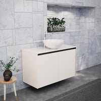Inda - Mobile bagno L.100 con lavabo in appoggio / Bianco lucido 2 ante - Zaffiro