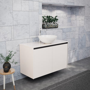 Inda - Mobile bagno L.100 con lavabo in appoggio / Bianco lucido 2 ante - Zaffiro