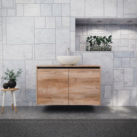 Inda - Mobile bagno L.100 con lavabo in appoggio / Rovere naturale 2 ante - Zaffiro